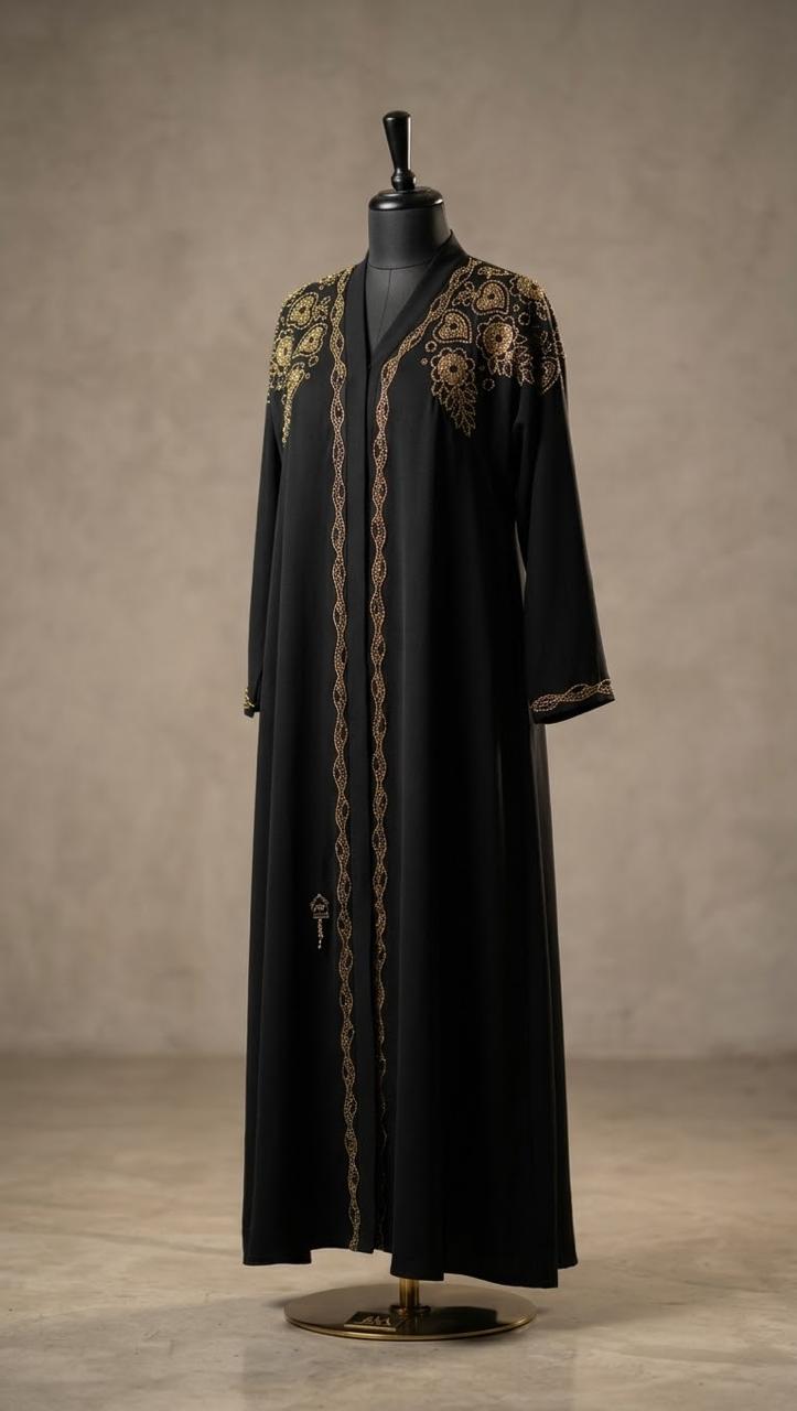 Black Abaya with Gold Embroidery