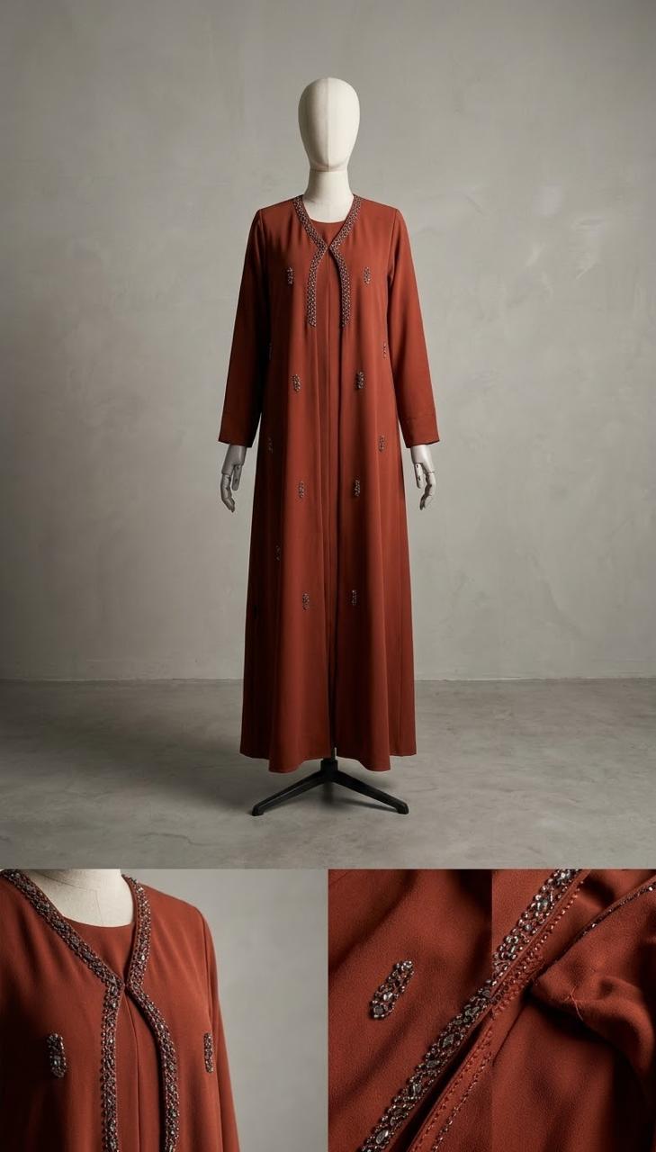 Rust Beaded Abaya
